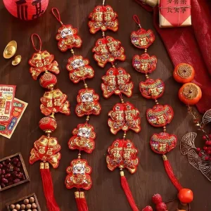 New Year Festive Decorations Spring Festival Scene Decorations Red “Fu” Character Lanterns Chinese Knot Pendants