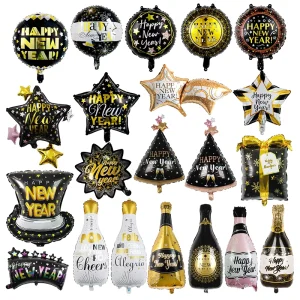 New Year Foil Balloon Party Hat Balloon Scene Decoration Balloon Supplies Christmas Happy New Year Party Decorative Articles