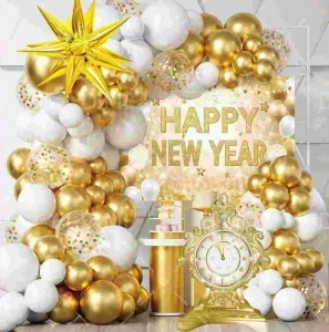 New Year Happy Balloon Set Happy New Year Backdrop Cloth Atmosphere enhancing Setup Scene Decoration Balloons