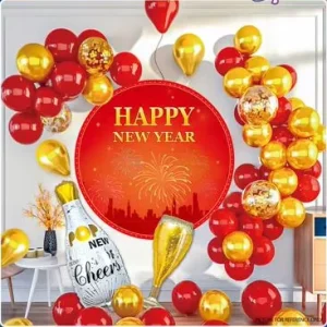 New Year Happy Balloon Set Happy New Year Backdrop Cloth Atmosphere enhancing Setup Scene Decoration Balloons