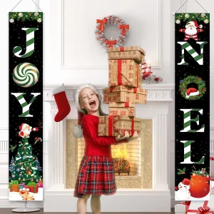 New Year Holiday Outdoor Indoor Christmas Decorations Christmas Porch Sign Banner Hanging Banners Promotional Party Supplies
