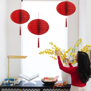 New Year Lantern Hanging Decoration New Door Pendant Honeycomb Lantern With Tassel Decoration Mall Layout Spring Festival