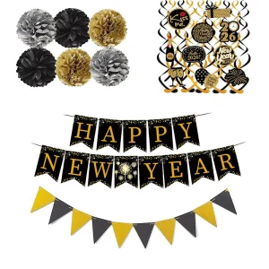New Year Latex Balloons Party Decoration Set With Happy Birthday Banner Happy Birthday Balloons Decoration