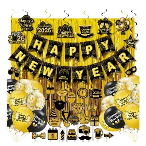 New Year Party Decoration Supplies New Year Rain Curtain Flag Spiral Balloon Christmas and New Year Decor