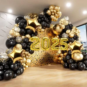 New Year Party Decorations Kit Garland Arch with Number Foil Balloon Balloons for Parties