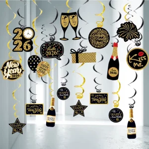 New Year Party Hanging Swirls Hello Holiday Theme Decorations Happy New Year Graduation Party Supplies