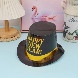 New Year Party Paper Hat Holiday Evening Party Hat Adult Decoration Gold-embossed Hat