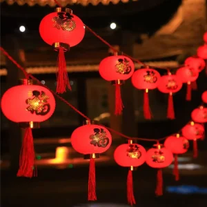 New Year Solar Blessing Red Lantern Balcony Decorative Light LED Colorful Light Flashing String Spring Festival