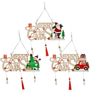New Year Wooden Christmas Tree Hanging Pendant New Year Decoration Ornament for Festive Decor