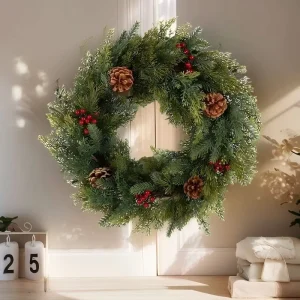 New Year and Christmas Artificial Wreaths and Garlands Holiday Party Decorations and Ornaments