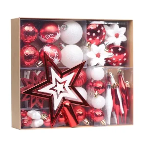 New Year’s Christmas Tree Decoration Ornaments 58PCS Set Sublimation Plastic Balls