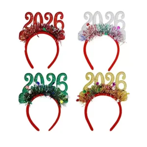 New Year’s Eve Christmas Party Decoration Plastic Hair Hoop Glitter Colored Headband Adult