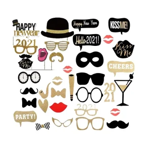 New Year’s Eve Party Supplies Decorations Happy New Year Photo Booth Props