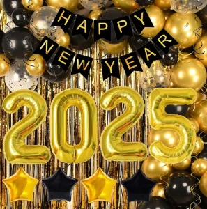 New Years Eve Party Supplies Kit Balloons Happy New Year Banner for New Year Party Decorations