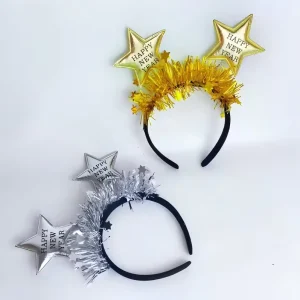 New Year’s Eve Party Supplies Party Decorations Glitter Pentacle Happy New Year Headbands for Children and Adults