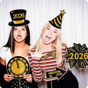 New Years Party Supplies Party Photo Booth Props Latex Balloon Happy New Year Decorations Set for Party Photo Backdrop