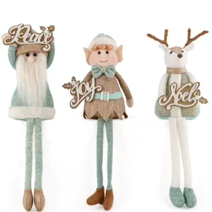 NewYear Seasonal Decor Elf Santa Reindeer Dangly Legs Trio for Family Indoor Gift and Craft Festival Decoration
