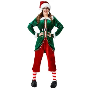 Newest Christmas Festival Long Sleeves Adult Women Party Santa Claus Party Costume