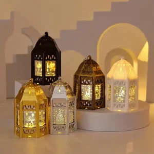 Nicro Luminous Lantern Muslim Festival Desktop Ornament Electric Plastic LED Candle Eid Mubarak Lamp Islamic Party Decoration