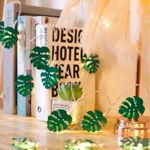 Nordic Battery Operated Led Light Metal Monstera Leaves Room Decoration Led String Light Christmas