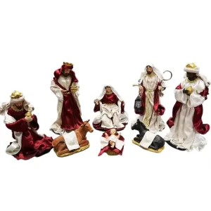 Nordic Christmas Custom Home Interior Accessories Resin Crafts 8 Piece Religious Figure Statue Nativity Decoration