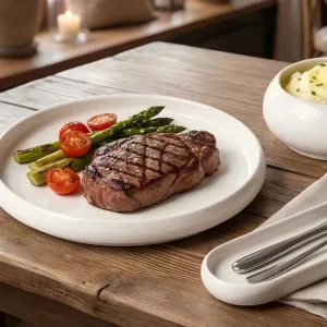 Nordic Cream White Ceramic Dinnerware Set Minimalist Porcelain Plate and Bowl for Restaurant Wedding Hotel Tableware