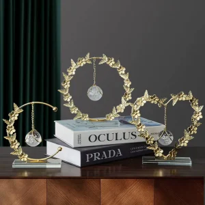 Nordic Modern Handcrafted Iron Crystal Ball Art Ornaments Metal for Wine Cabinet TV Office and Living Room Home Decor