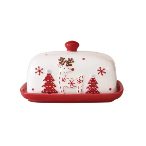 Nordic Style Santa Claus Cartoon Design Christmas Butter Dish Decorative Sweet Dessert Plate Tableware