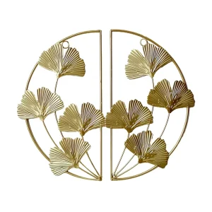 Nordic Wrought Iron Golden Leaf Wall Decoration Living Room Entrance Creative Metal Leaf Wall Hanging
