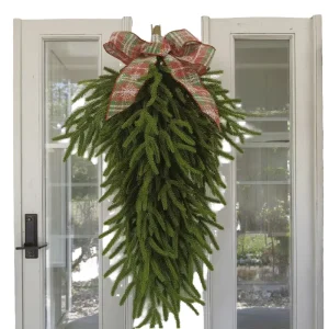 Norfolk Pine Teardrop Swag Christmas Decoration Artificial Outdoor Seasonal Wall Hanging