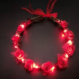 Novelty LED Floral Wreath Crown Light up Flower Headbands LED Hair Accessories for Girls Women Wedding Birthday Festival Party