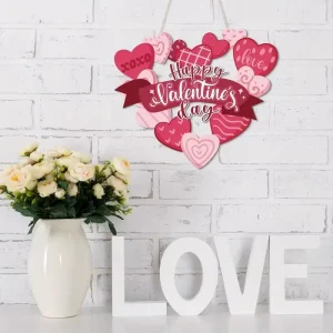 Novelty Mother’s Day Home Party Decorations Pink One Heart Shaped Design Wooden Gift Valentine’s Day Wooden Wall Hanging Sign