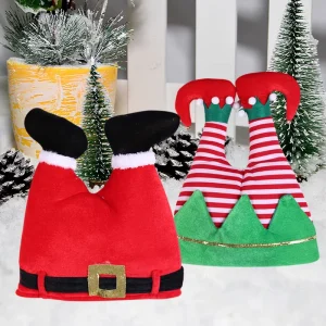 Novelty Santa Elf Legs Christmas Hat Funny Plush Xmas Party Costume Headwear Holiday Decor Hat Christmas Decorations Hats