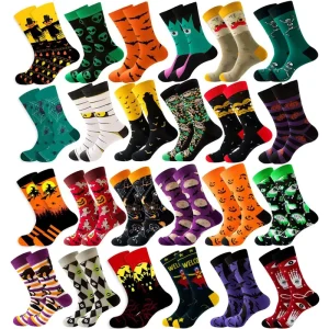 Novelty Skeleton Bats Unisex Adult Pumpkin Alien ET Jacquard Women Men Crew Cotton Halloween Socks