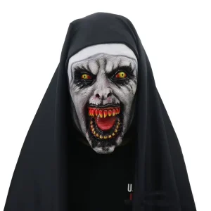 Nun Latex Full Face Mask for Adult Women Halloween Costume Party Breathable Scary Horrible Masquerade
