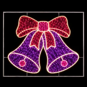 OBBO Commercial 2D Christmas Bell Light 7ft Purple Red LED IP65 Waterproof Street Festival Display UL CE RoHS