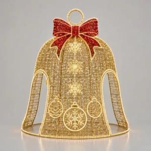 OBBO Giant Walk through Christmas Bell Light Red Gold 20ft LED 2700K IP65 Waterproof Shopping Center Display CE UL