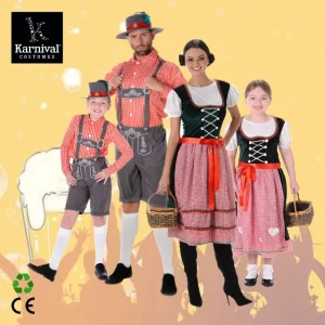 ODM Alpine Girl for Oktoberfest Green Dirndl Dress Sash Women Bavarian Waitress German Beer Festival Halloween Party Costumes