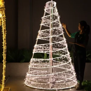 ODM Factory IP65 Rated LED 3D Motif Christmas Tree Light Warm White Copper 130cm Indoor Outdoor Holiday Decorations