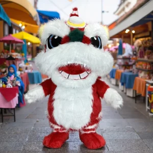 OEM Chinese Lion Dance Mascot Costume Inflatable Furry Mythical Beast Cosplay Suit Unisex Adults Spring Festival Celebration