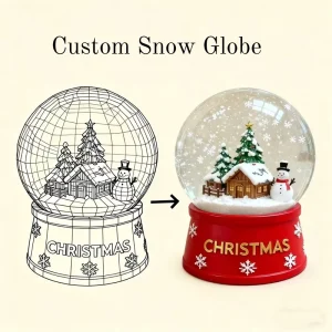 OEM Custom Christmas Village Snow Globe Manufacturer USA Wooden Base Resin Snow Ball Holiday Gift