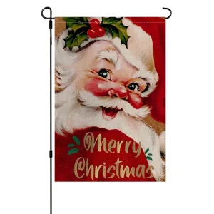 OEM Custom Printed Polyester Garden Flag 12×18 Inch Double Sided Holiday Santa Banner UV Resistant Outdoor Decor