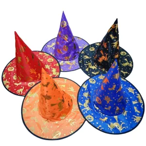 OEM Logo Halloween Hat Makeup Party Dress up Witch Wizard Hat Hot Stamping Wizard Hat Halloween Party Decoration