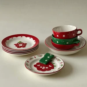 OEM ODM Custom Christmas Dinnerware Tableware Set Ceramic Plate Mug Cup Bowl