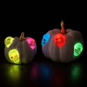 OEM ODM LED Halloween Pumpkin Skull Decoration Light up Resin Tabletop Decor for Halloween Party