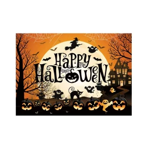OEM Personalised Halloween Christmas Backdrop Banner Factory Price Digital Printing Pumpkin Witch Spider Party Decor 100%