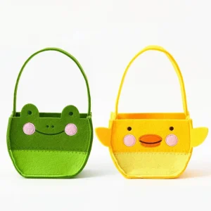 OEM Spring Decoration Cute Small Beautiful Bag Felt Frog Chick Mini Easter Basket for Kid