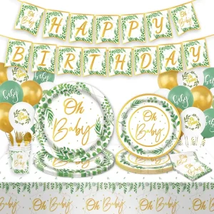 Oh Baby Theme Decorations Baby Shower Party Supplies Disposable Tableware Set
