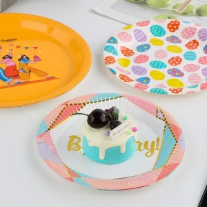 Oil Proof Heat Resistant Unbleached Biodegradable Disposable Dessert Cake Birthday Event Paper Plate
