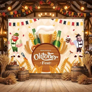 Oktoberfest Backdrop Banner Beer Festival Party Decorations Photo Booth German Polyester Digital Printing Hanging Supplies